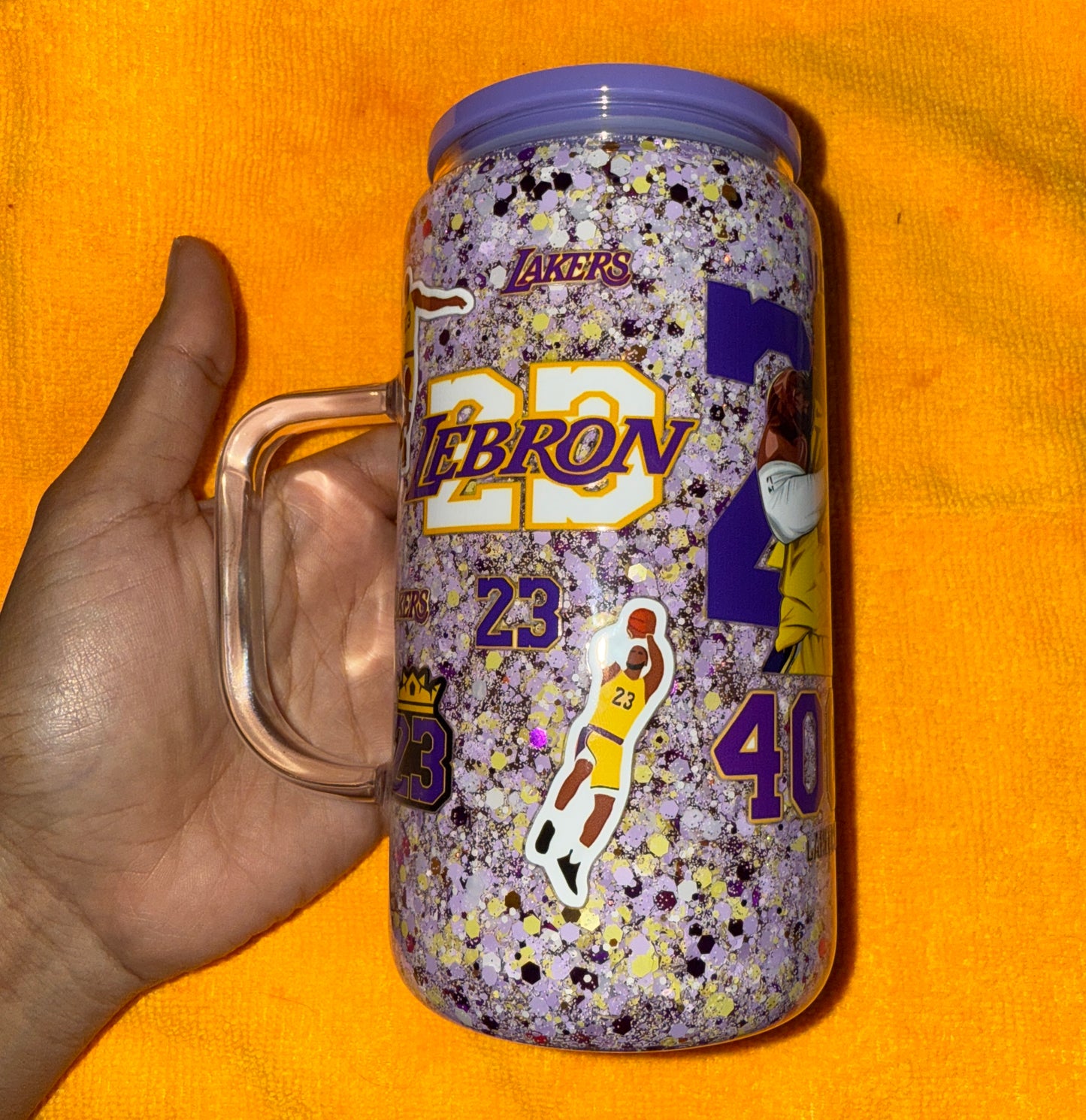 16 Oz Lebron 23 Glass Snowglobe Tumbler