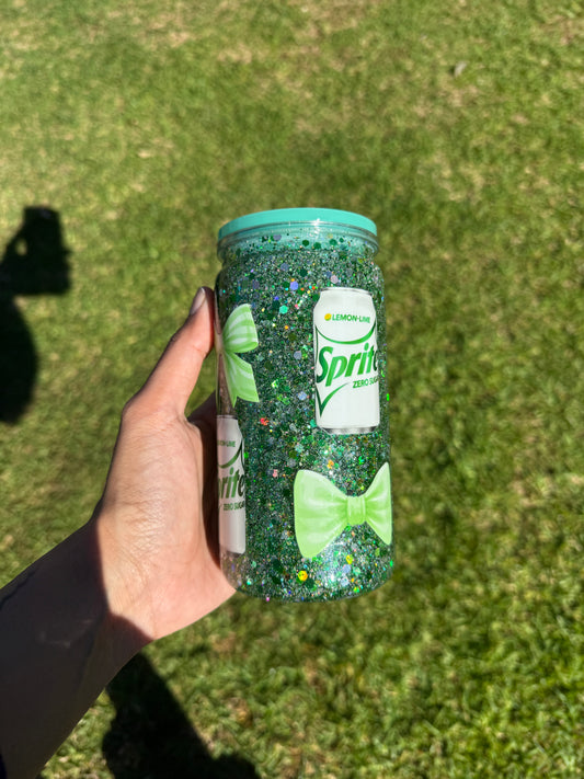 16oz Acrylic Sprite Bow Snowglobe Tumbler