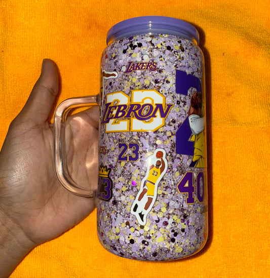 16 Oz Lebron 23 Glass Snowglobe Tumbler